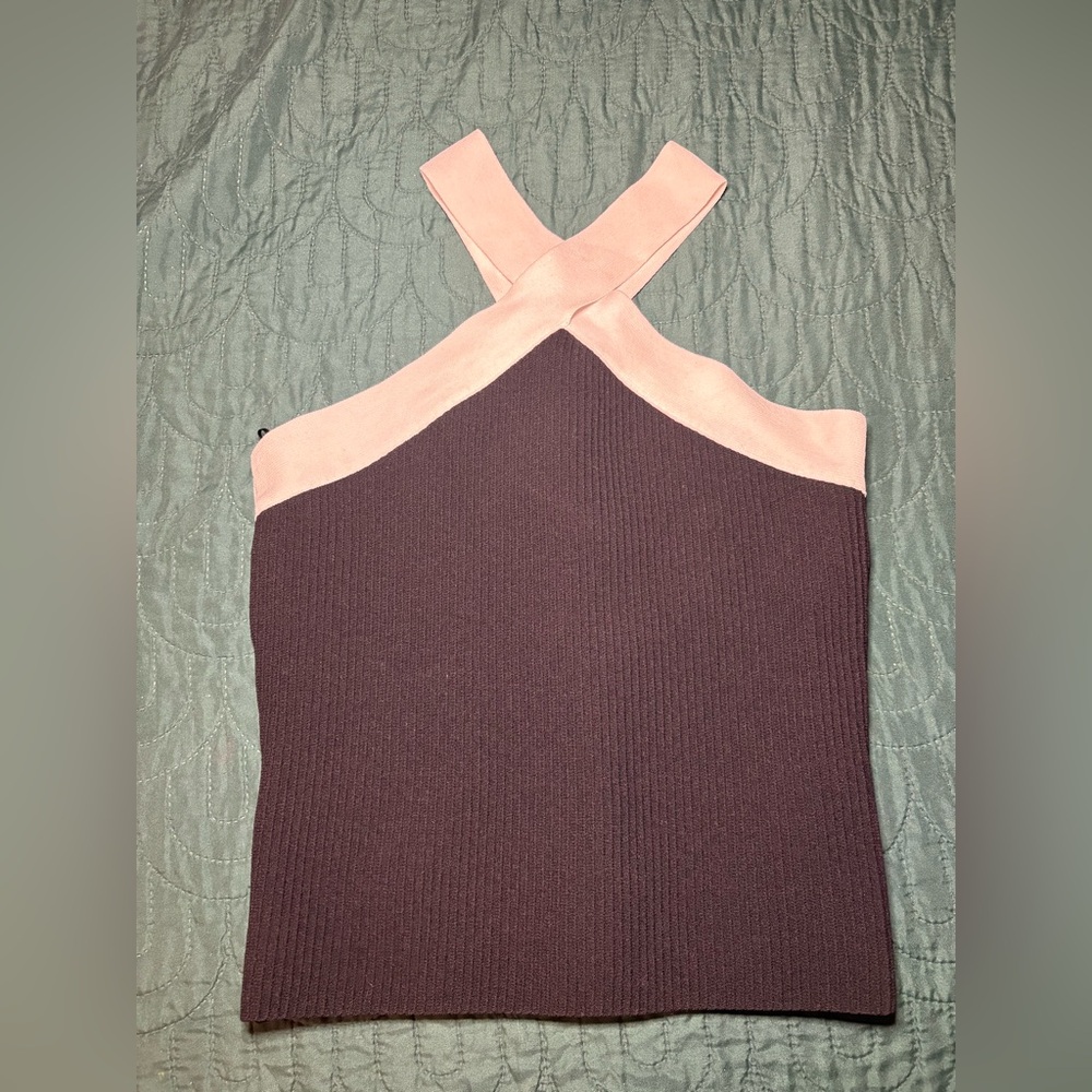 Bailey 44 Plum Ribbed Tank with Blush Trim